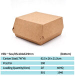 Custom Logo Burger Box Takeaway Food Packaging Greaseproof Kraft Paper Fast Food Hamburger Box Low MOQ